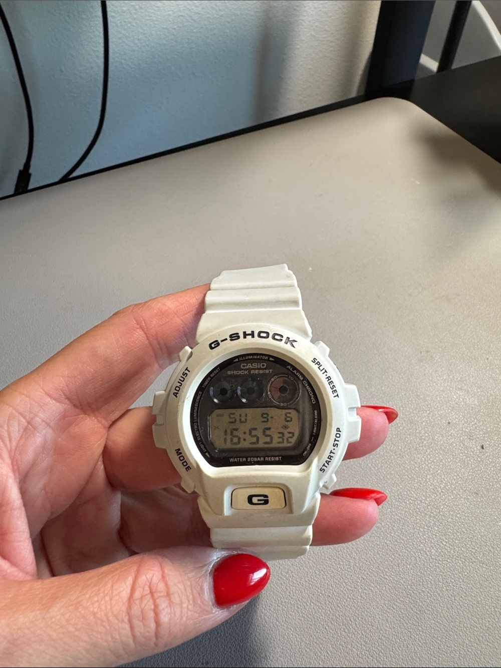 Casio G-SHOCK White Digital Watch with Black Dial Accents